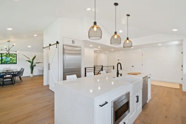 Large White Open Plan Barn Style Kitchen